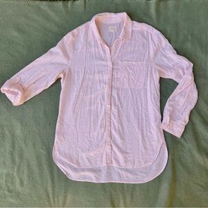 Pale Pink and White Striped Button Up